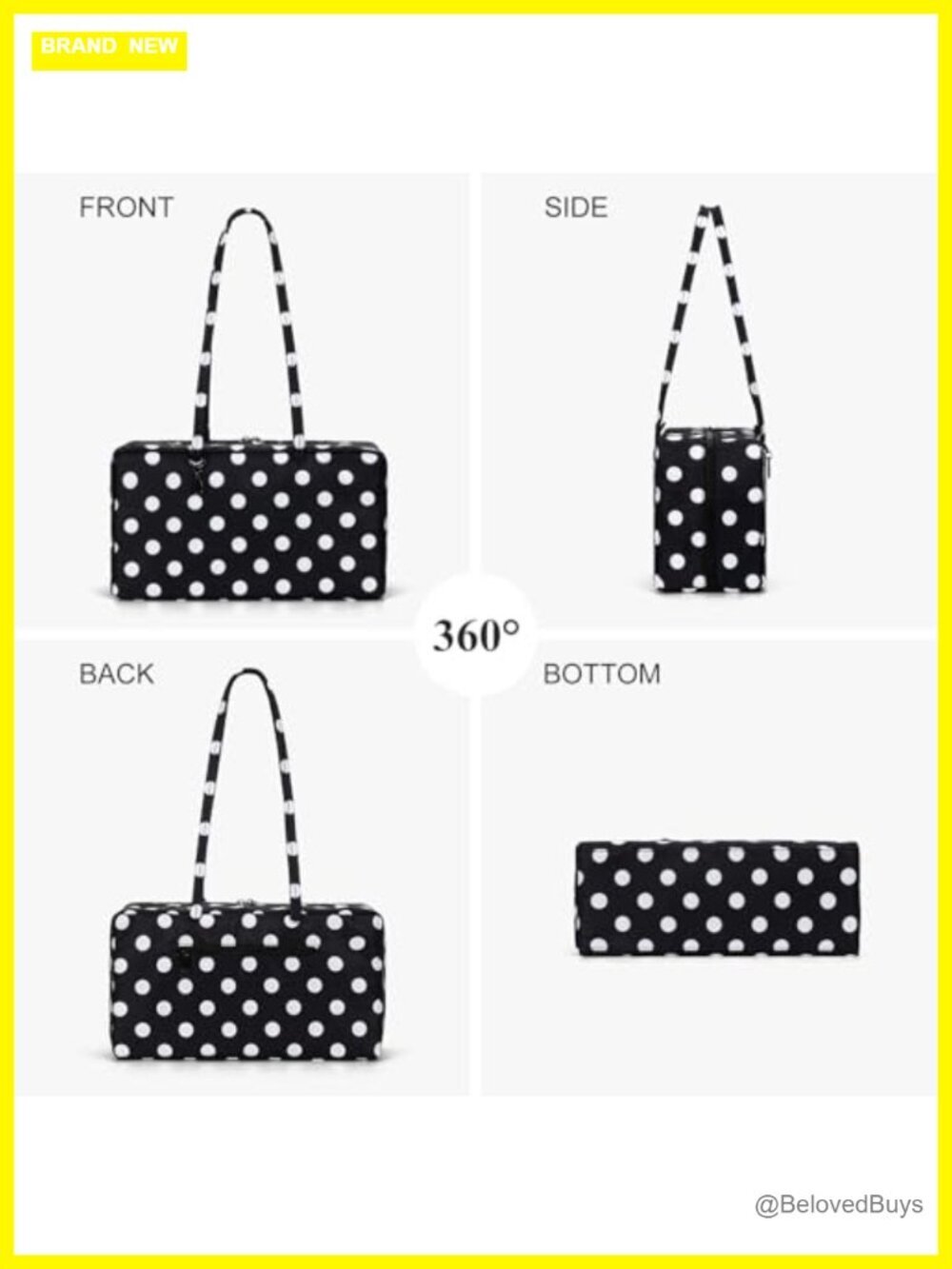 Nylon Polka Dot Bowler Top Handle Tote Bag with Key Leash - Picture 5 of 7